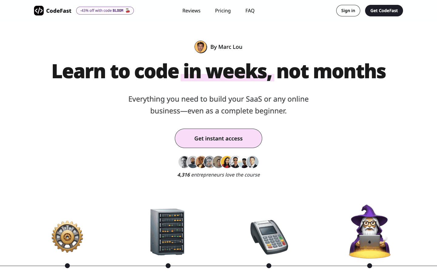 CodeFast 官网截屏 - 14天学会做SaaS
