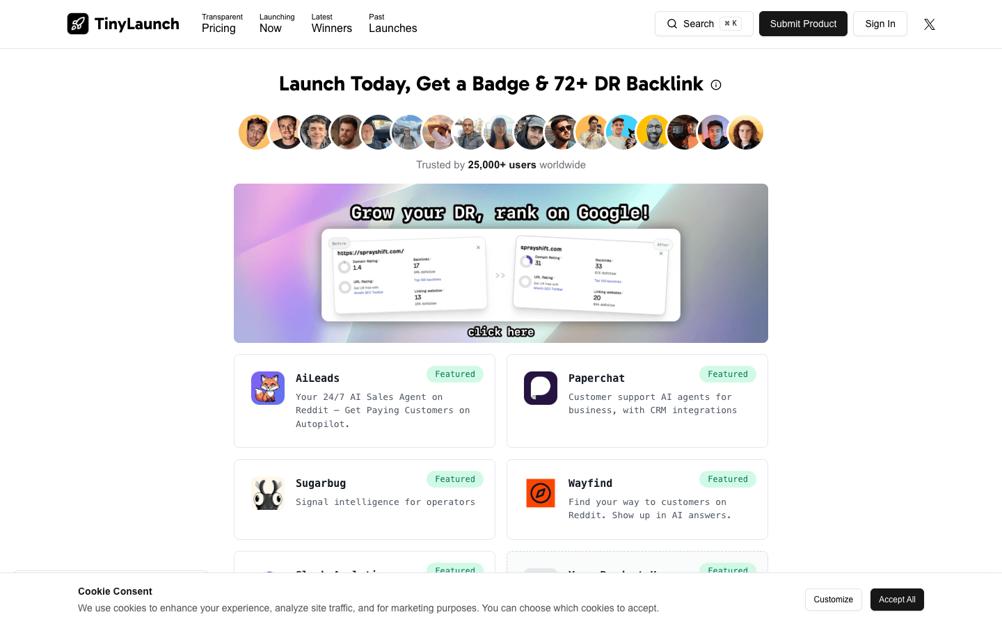 TinyLaunch 主页截图