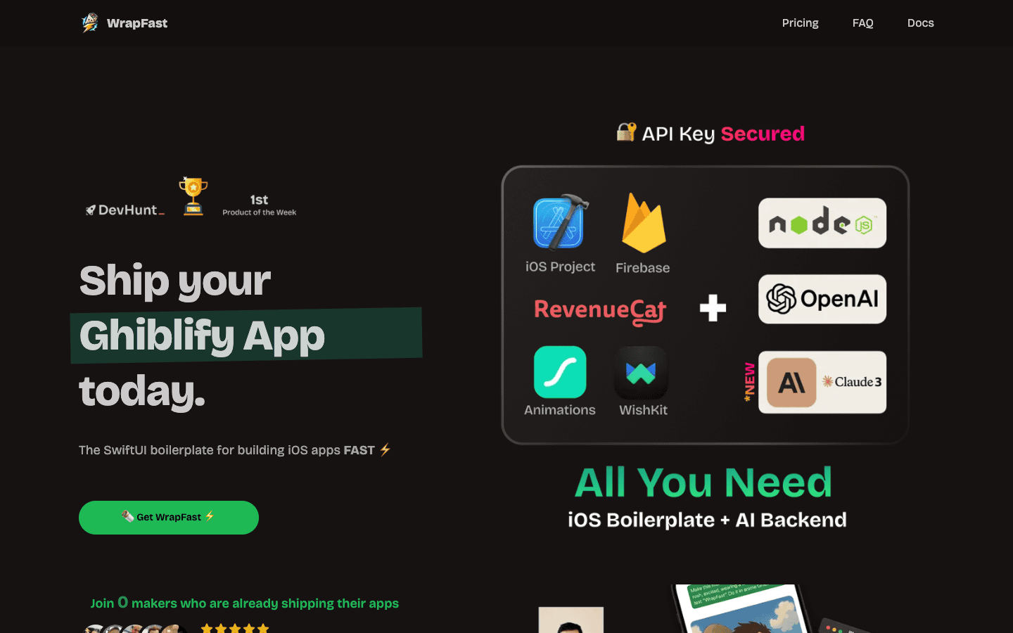 WrapFast 主页截图
